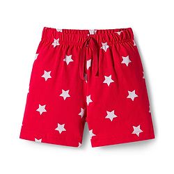 Babyhug Single Jersey Knit Mid Thigh Shorts With Star & Text Print Pack of 2 - Red & Blue