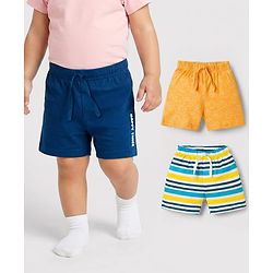 Babyhug Single Jersey Knit Mid Thigh Striped & Basketball Printed Shorts Pack of 3 - Multicolor