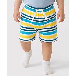 Babyhug Single Jersey Knit Mid Thigh Striped & Basketball Printed Shorts Pack of 3 - Multicolor