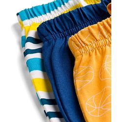 Babyhug Single Jersey Knit Mid Thigh Striped & Basketball Printed Shorts Pack of 3 - Multicolor