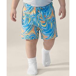 Babyhug Single Jersey knit Mid Thigh Shorts With Text Print Pack Of 3 - Yellow & Blue