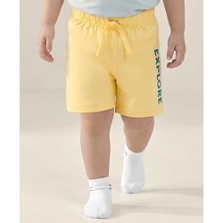 Babyhug Single Jersey knit Mid Thigh Shorts With Text Print Pack Of 3 - Yellow & Blue