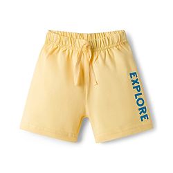 Babyhug Single Jersey knit Mid Thigh Shorts With Text Print Pack Of 3 - Yellow & Blue