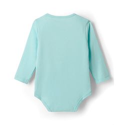 Babyhug Disney Interlock Knit Full Sleeves Mickey Mouse Printed Onesie With Bib - Light Blue