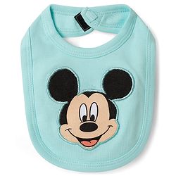 Babyhug Disney Interlock Knit Full Sleeves Mickey Mouse Printed Onesie With Bib - Light Blue
