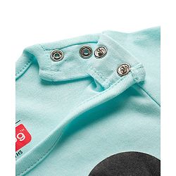 Babyhug Disney Interlock Knit Full Sleeves Mickey Mouse Printed Onesie With Bib - Light Blue