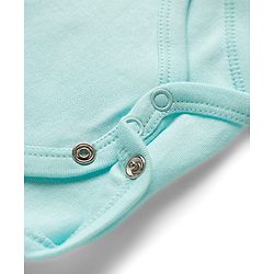 Babyhug Disney Interlock Knit Full Sleeves Mickey Mouse Printed Onesie With Bib - Light Blue