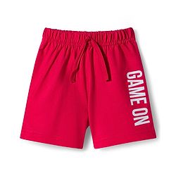 Babyhug Single Jersey Knit Mid Thigh Striped & Text Printed Shorts Pack of 3 - Red Navy Blue & White