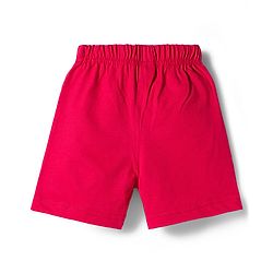 Babyhug Single Jersey Knit Mid Thigh Striped & Text Printed Shorts Pack of 3 - Red Navy Blue & White
