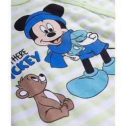 Babyhug Disney Interlock Knit Full Sleeves Rompers With Mickey Mouse Print Pack Of 2 - White