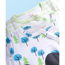 Babyhug Disney Interlock Knit Full Sleeves Rompers With Mickey Mouse Print Pack Of 2 - White