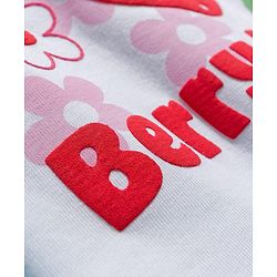 Babyhug Cotton Knit Half Sleeves T-Shirt with Strawberry Print - White