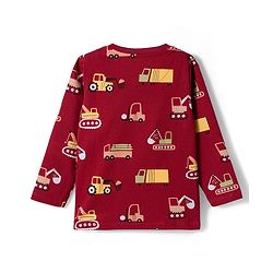 Babyhug Cotton Knit Full Sleeves Co-ord Night Suit With Vehicle Print - Brown