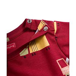 Babyhug Cotton Knit Full Sleeves Co-ord Night Suit With Vehicle Print - Brown