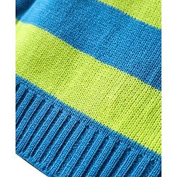 Babyhug Knit Full Sleeves Pullover Striped Sweater Set - Blue & Lime Green