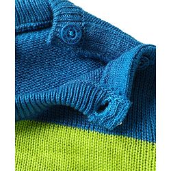 Babyhug Knit Full Sleeves Pullover Striped Sweater Set - Blue & Lime Green