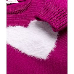 Babyhug Knit Full Sleeves Pullover Sweater Set with Heart Design - Pink