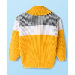 Babyhug Knit Full Sleeves Pullover Sweater Set with Color Block - Yellow