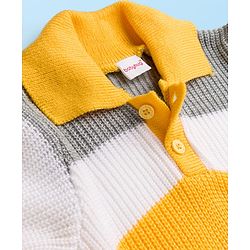 Babyhug Knit Full Sleeves Pullover Sweater Set with Color Block - Yellow