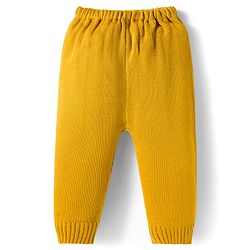 Babyhug Knit Full Sleeves Pullover Sweater Set with Color Block - Yellow