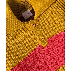 Babyhug Knit Full Sleeves Pullover Sweater Set with Color Block - Yellow