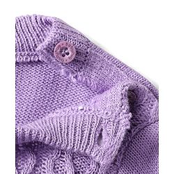 Babyhug Knit Full Sleeves Pullover Sweater Set with Cable Knit Design - Lavender