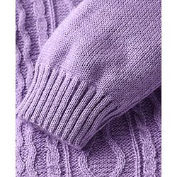 Babyhug Knit Full Sleeves Pullover Sweater Set with Cable Knit Design - Lavender