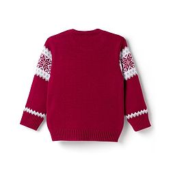Babyhug Knit Full Sleeves Pullover Sweater Set with Aztec Design - Red