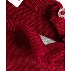 Babyhug Knit Full Sleeves Pullover Sweater Set with Aztec Design - Red