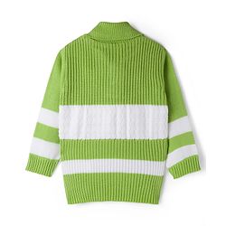 Babyhug Knit Full Sleeves Striped Sweater Set - Green