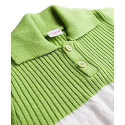 Babyhug Knit Full Sleeves Striped Sweater Set - Green
