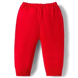 Babyhug Knitted Full Sleeves Sweater Set With Heart Design - Red