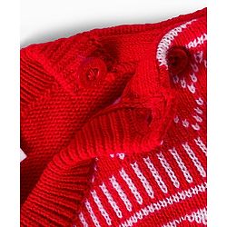 Babyhug Knitted Full Sleeves Sweater Set With Heart Design - Red