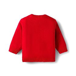 Babyhug Knitted Full Sleeves Sweater Set With Heart Design - Red