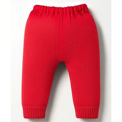 Babyhug Knit Full Sleeves Pullover Sweater Set with Santa Design - Red