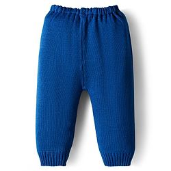 Babyhug Knit Full Sleeves Front Open Striped Sweater Set - Blue