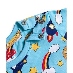 Babyhug Cotton Knit Full Sleeves Co-ords Night Suit with Space Theme Print - Light Blue