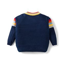 Babyhug Knit Full Sleeves Sweater Set With Stripes - Navy Blue