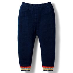Babyhug Knit Full Sleeves Sweater Set With Stripes - Navy Blue