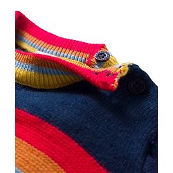 Babyhug Knit Full Sleeves Sweater Set With Stripes - Navy Blue
