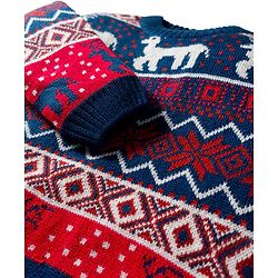 Babyhug Knit Full Sleeves Sweat Set With Animal Design - Navy Blue