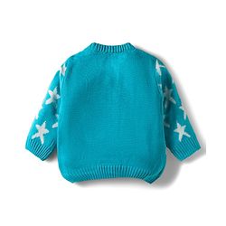 Babyhug Knit Full Sleeves Sweater Set With Star Design - Light Blue