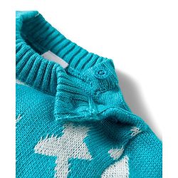 Babyhug Knit Full Sleeves Sweater Set With Star Design - Light Blue