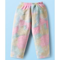 Babyhug Velour Knit Full Sleeves Co-ords Winter Wear Night Suit With Tie Dye Print - Multicolour