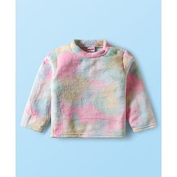 Babyhug Velour Knit Full Sleeves Co-ords Winter Wear Night Suit With Tie Dye Print - Multicolour