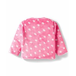 Babyhug Velour Knit Full Sleeves Co-ords Night Suit With Polka Dot Print - Pink