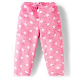 Babyhug Velour Knit Full Sleeves Co-ords Night Suit With Polka Dot Print - Pink