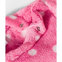 Babyhug Velour Knit Full Sleeves Co-ords Night Suit With Polka Dot Print - Pink