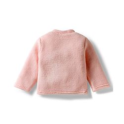 Babyhug Velour Knit Full Sleeves Winter Wear Night Suit With Teddy Bear Patch - Peach