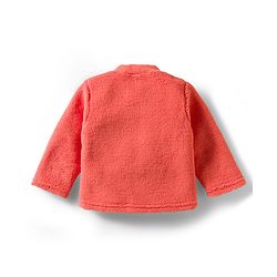 Babyhug Velour Knit Full Sleeves Winter Wear Night Suit With Floral Embroidery - Coral